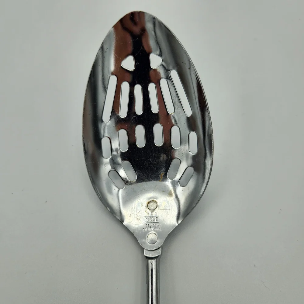 Vintage Ekco Chromium‎ Plated Serving Slotted Spoon